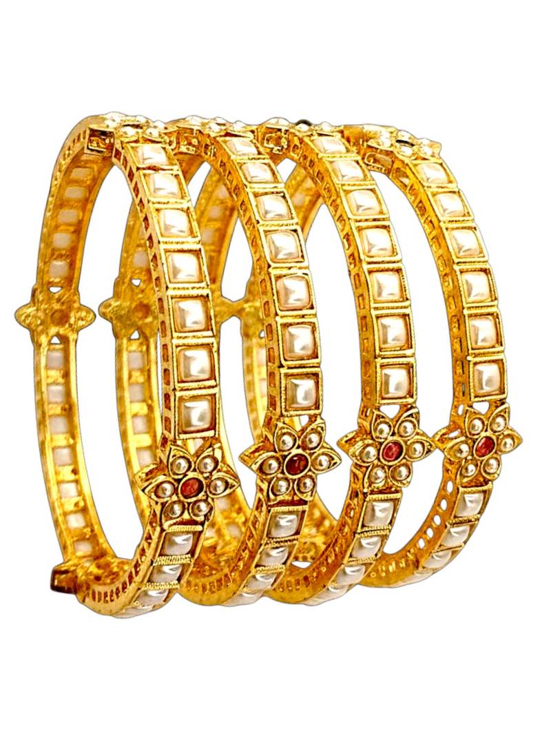 Set of 4 gold plated rajwadi style bangles