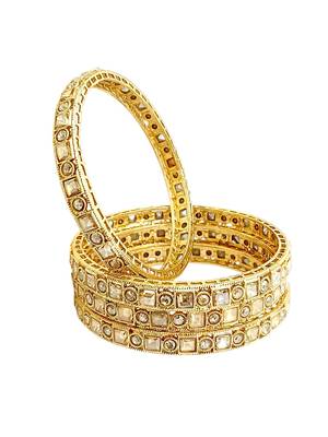 Set of 4 gold plated cz fancy bangles 3