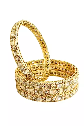 Set of 4 gold plated cz fancy bangles
