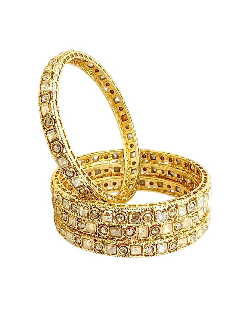 Set of 4 gold plated cz fancy bangles