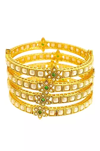 Set of 4 gold plated rajwadi style bangles