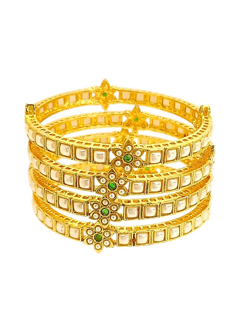 Set of 4 gold plated rajwadi style bangles