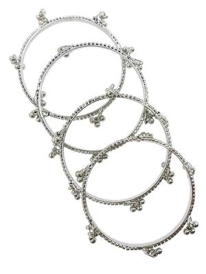 Silver plated set of 4 cz kashmiri ghungroo bangles 5