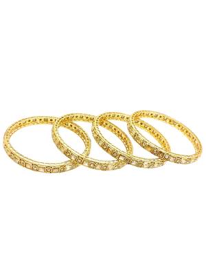 Set of 4 gold plated cz fancy bangles 4