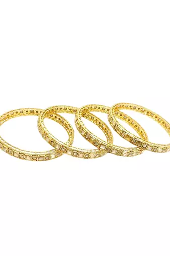 Set of 4 gold plated cz fancy bangles