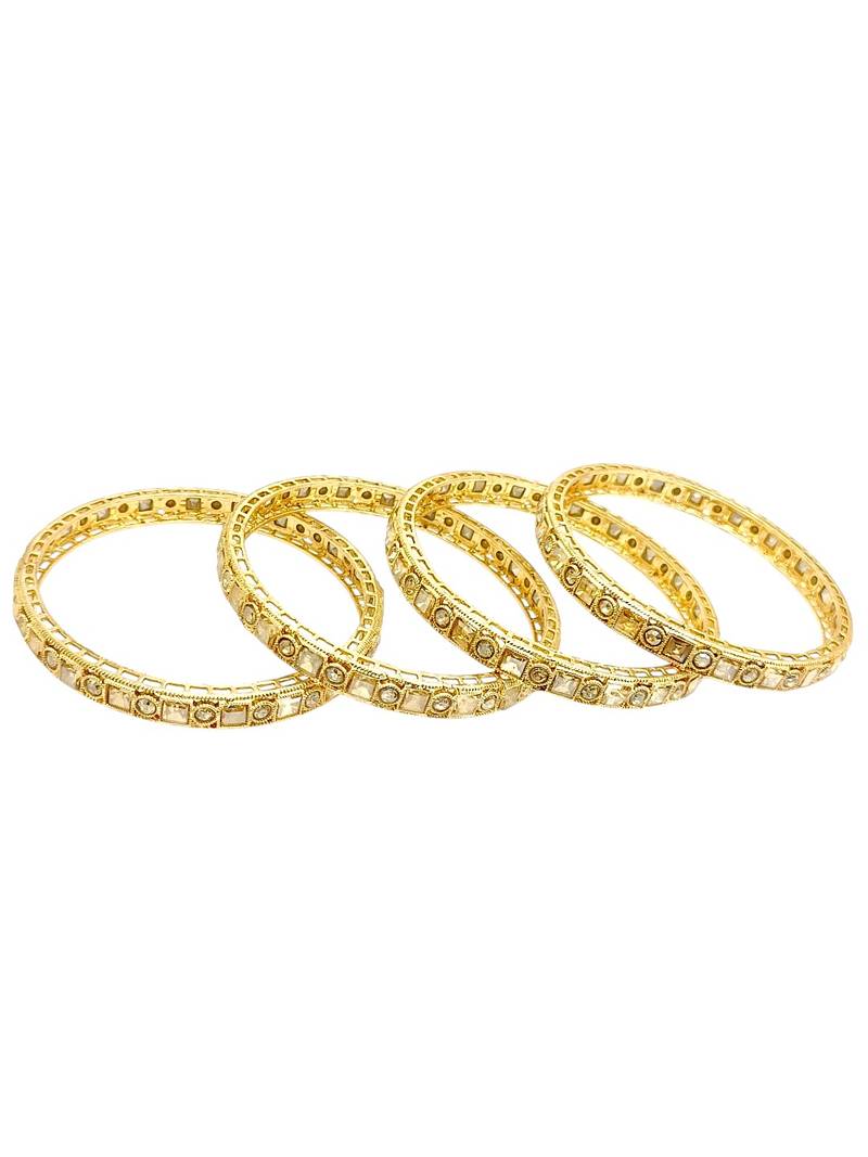 Set of 4 gold plated cz fancy bangles