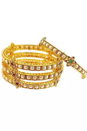 Set of 4 gold plated rajwadi style bangles