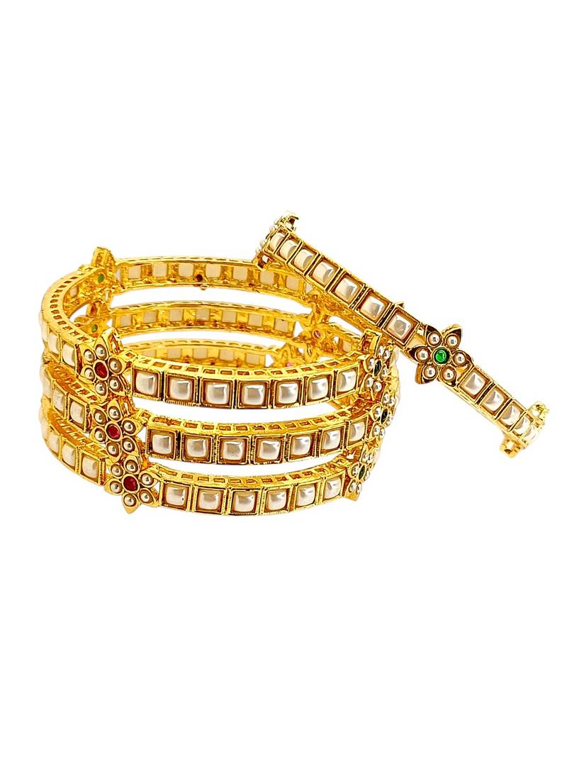 Set of 4 gold plated rajwadi style bangles
