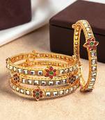 Set of 4 gold plated kundan rajwadi style bangles