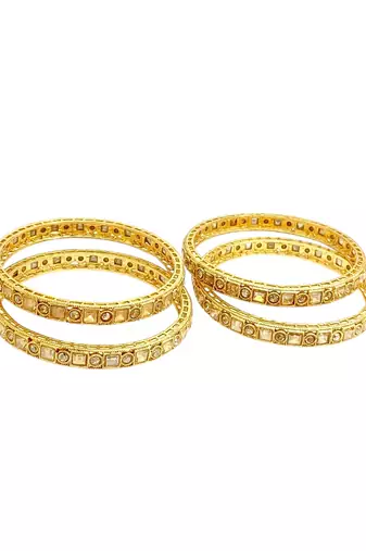 Set of 4 gold plated cz fancy bangles