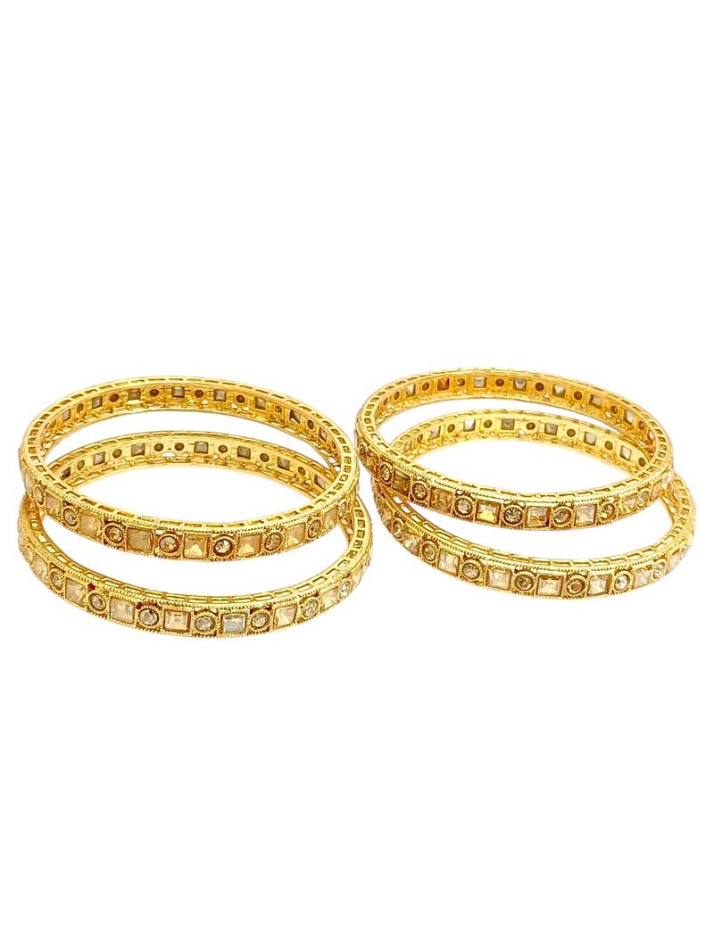 Set of 4 gold plated cz fancy bangles