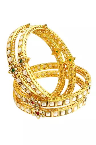 Set of 4 gold plated rajwadi style bangles