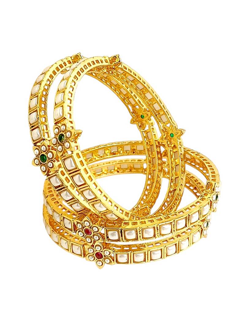 Set of 4 gold plated rajwadi style bangles