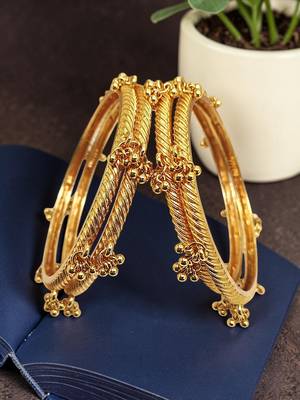 Gold plated set of 4 kashmiri ghungroo bangles 1