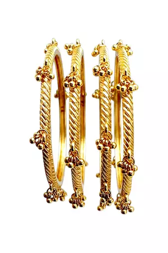 Gold plated set of 4 kashmiri ghungroo bangles