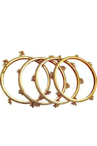 Gold plated set of 4 kashmiri ghungroo bangles