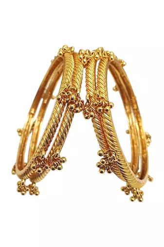Gold plated set of 4 kashmiri ghungroo bangles