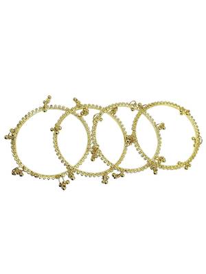 Gold plated set of 4 cz kashmiri ghungroo bangles 3