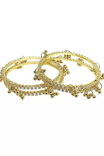 Gold plated set of 4 cz kashmiri ghungroo bangles