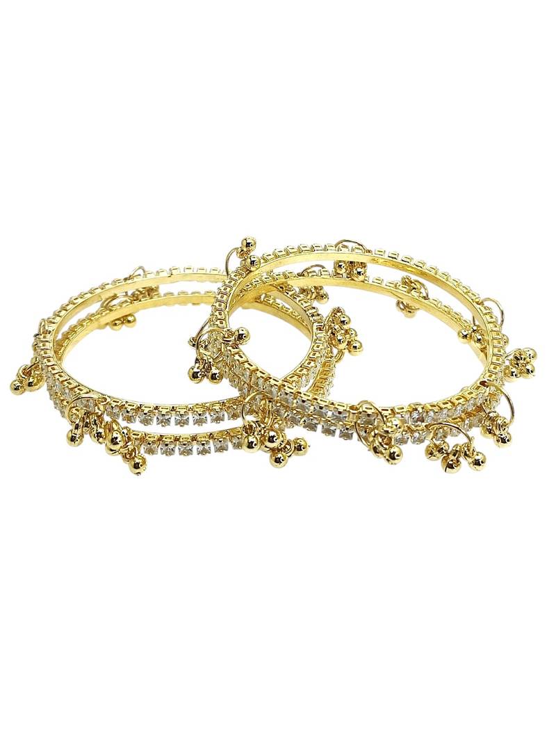 Gold plated set of 4 cz kashmiri ghungroo bangles