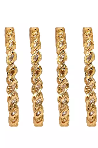 Set of 4 gold plated moissanite bangles