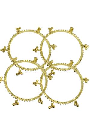Gold plated set of 4 cz kashmiri ghungroo bangles 5