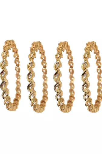Set of 4 gold plated moissanite bangles