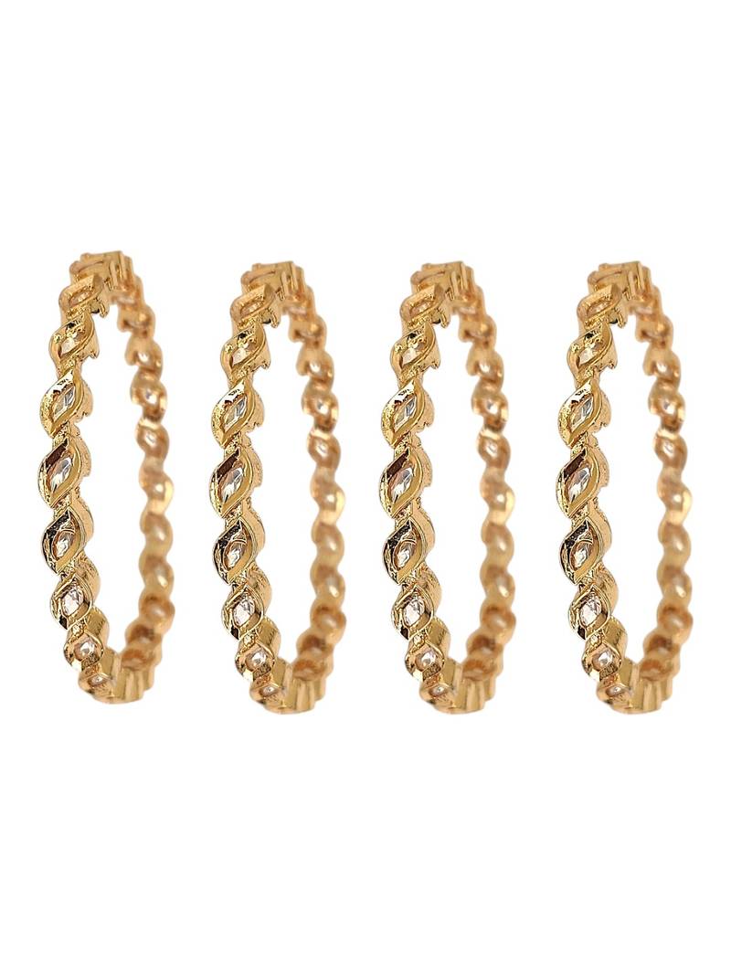 Set of 4 gold plated moissanite bangles