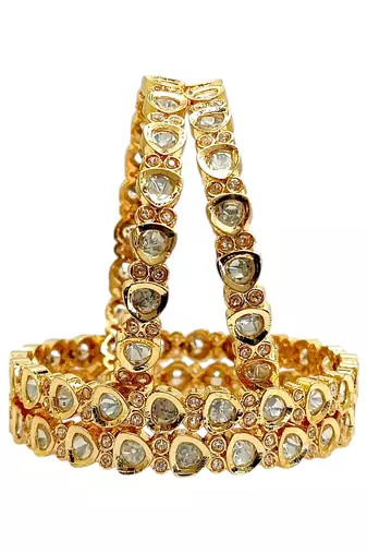 Set of 4  gold plated moissanite bangles