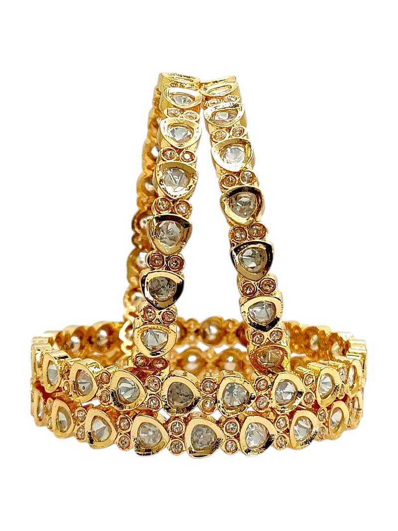 Set of 4  gold plated moissanite bangles
