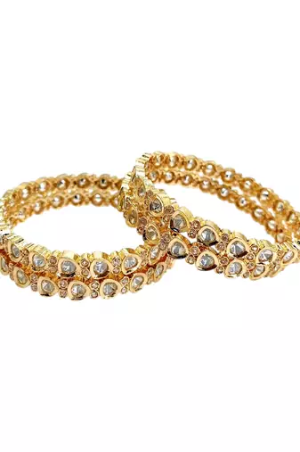 Set of 4  gold plated moissanite bangles