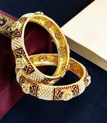 Gold plated set of 2 meenakari moti bangles
