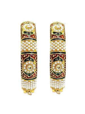 Gold plated set of 2 meenakari moti bangles 2