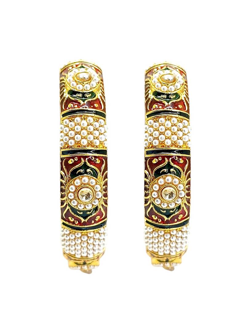 Gold plated set of 2 meenakari moti bangles