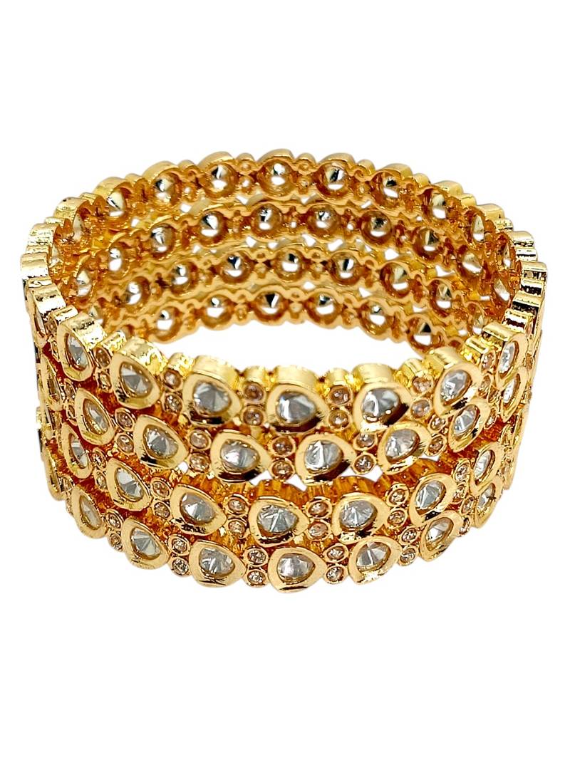 Set of 4  gold plated moissanite bangles