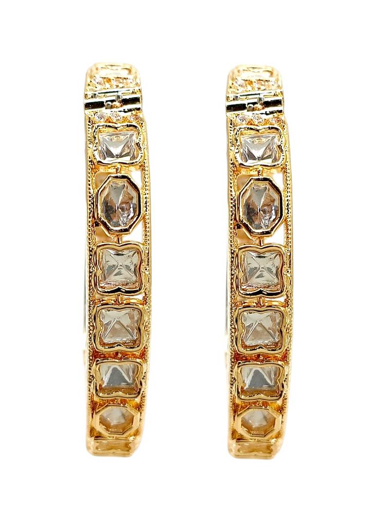 Set of 2 gold plated hexagonal moissanite screw bangles