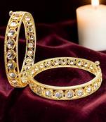 Set of 2 gold plated geometric moissanite screw bangles