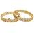 Set of 2 gold plated geometric moissanite screw bangles