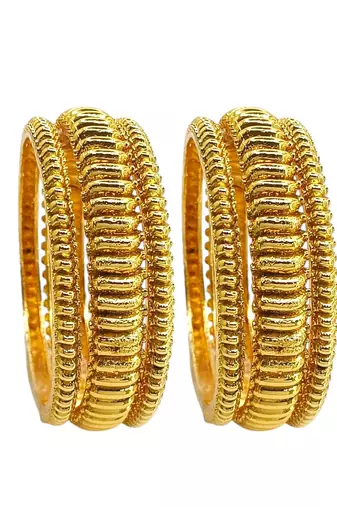Set of 6 gold plated shindeshahi tode style bangle set