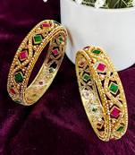Set of 2 gold plated moti bangle set