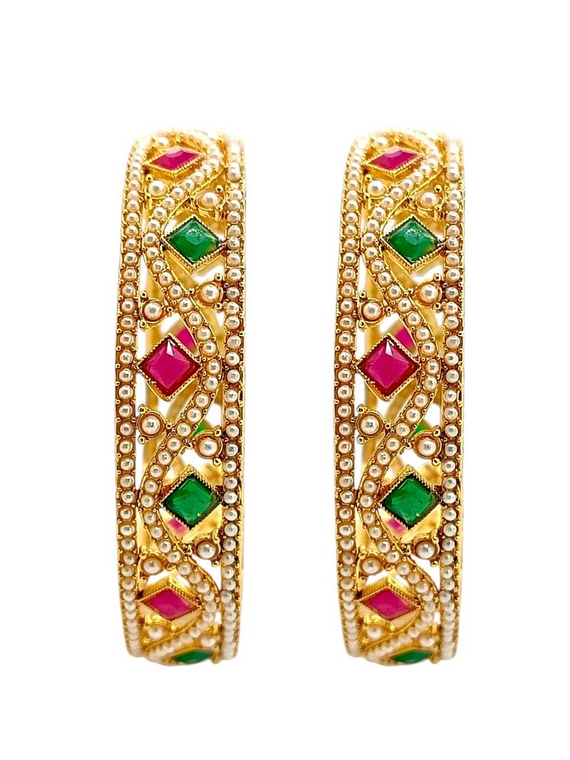 Set of 2 gold plated moti bangle set