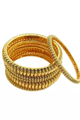 Set of 6 gold plated shindeshahi tode style bangle set