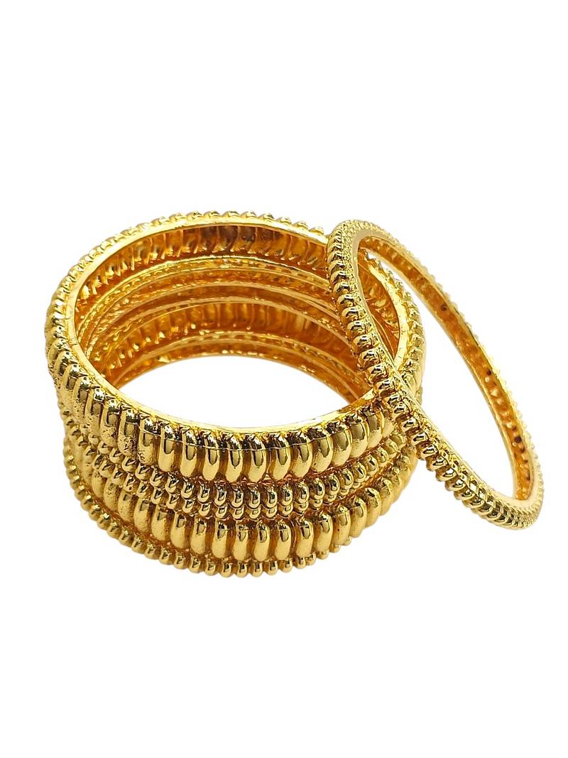 Set of 6 gold plated shindeshahi tode style bangle set