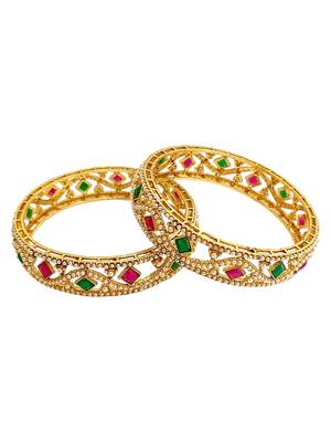 Set of 2 gold plated moti bangle set 3