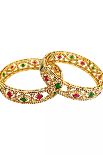 Set of 2 gold plated moti bangle set