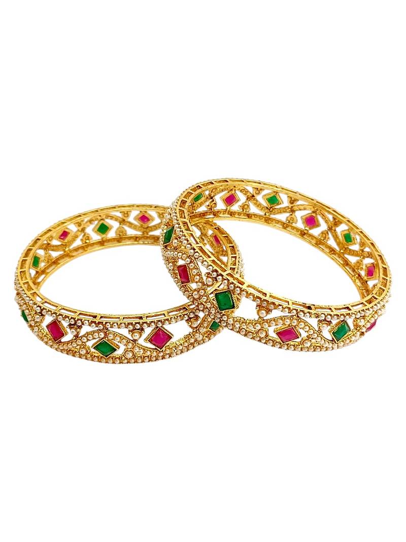Set of 2 gold plated moti bangle set