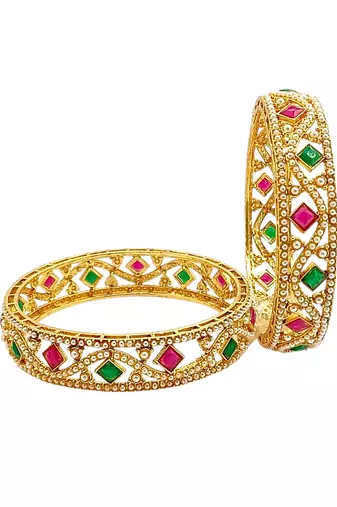 Set of 2 gold plated moti bangle set