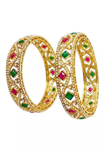 Set of 2 gold plated moti bangle set