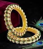 Gold plated toda kundan meenakari set of 2 bangles