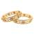 Gold plated set of 2 floral motif cz bangle set